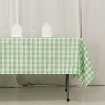 Polyester 60"x102" Rectangle Tablecloth White/Sage Green - Checkered Buffalo Plaid Table Cover