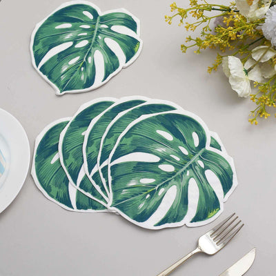 20-Pack Paper Cocktail Napkins with Tropical Leaf Design Green - Stylish Disposable Napkins for Events