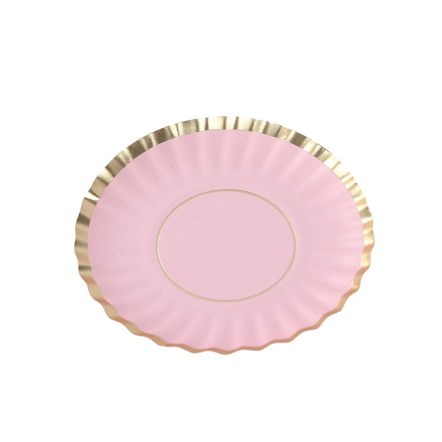 50-Pack Paper 3.5" Round Party Plates in Blush with Gold Scalloped Rim - Disposable Mini 250GSM Dessert Plates for Tapas, Appetizers & Finger Foods