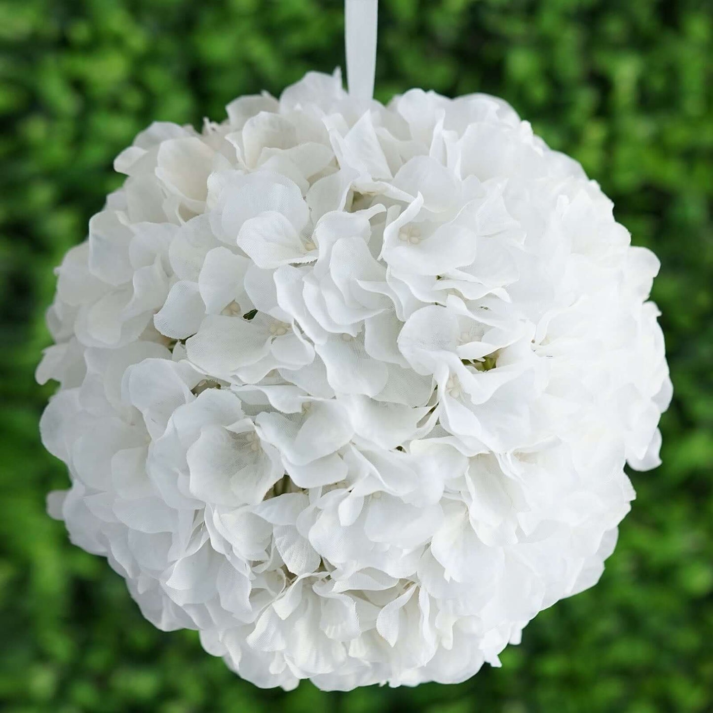 4 Pack 7" White Artificial Silk Hydrangea Kissing Flower Balls