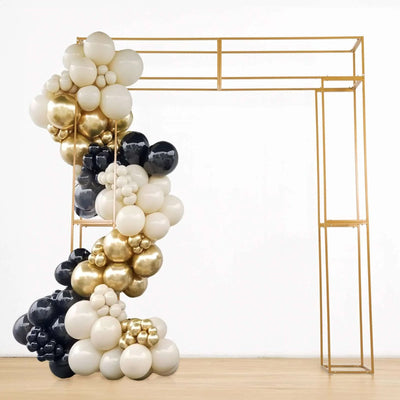 Heavy Duty Gold Metal 3D Rectangular Wedding Arch 8ft Floral Balloon Frame Backdrop Stand - Backdrops