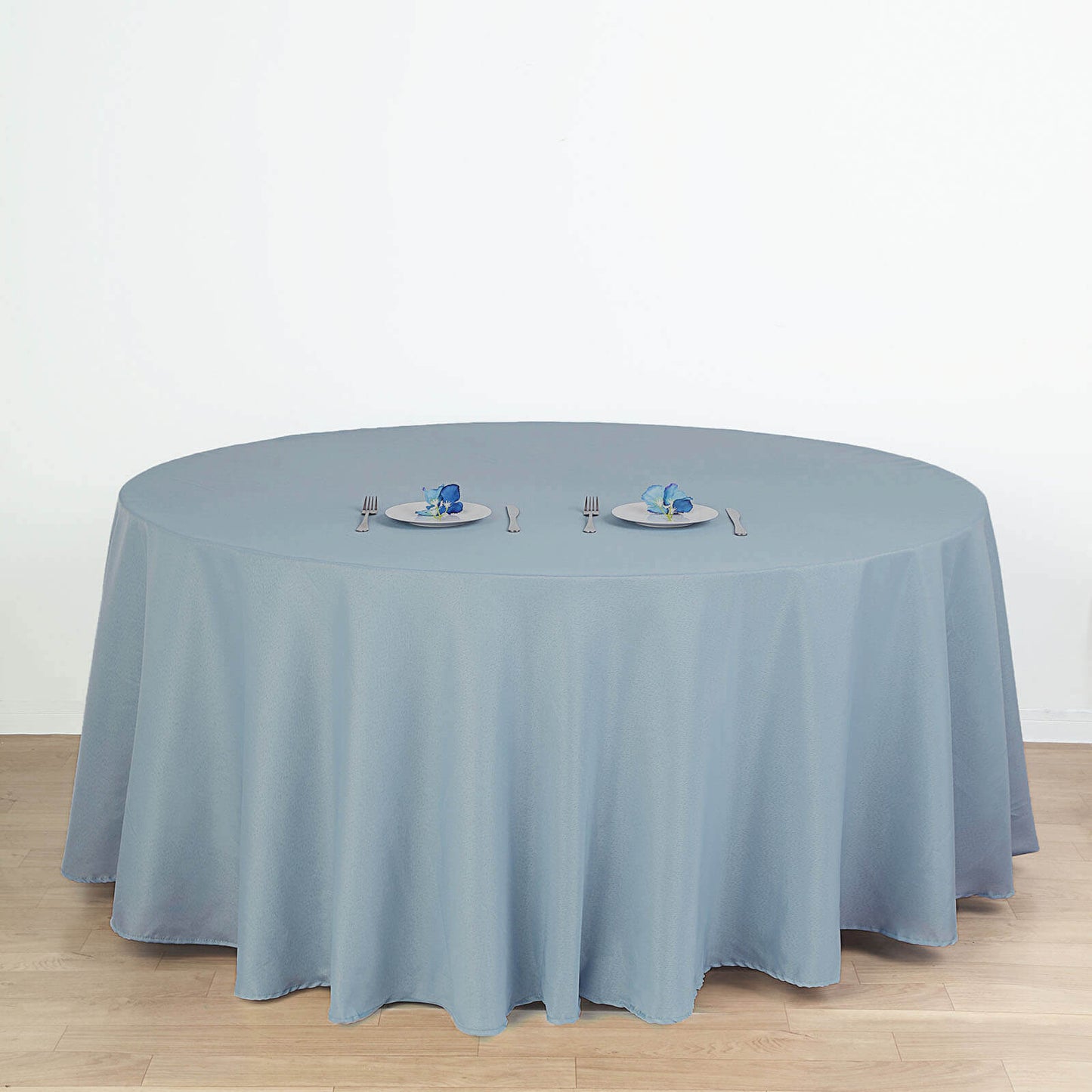 Polyester 120" Round Tablecloth Dusty Blue - Seamless Wrinkle-Resistant Table Cover