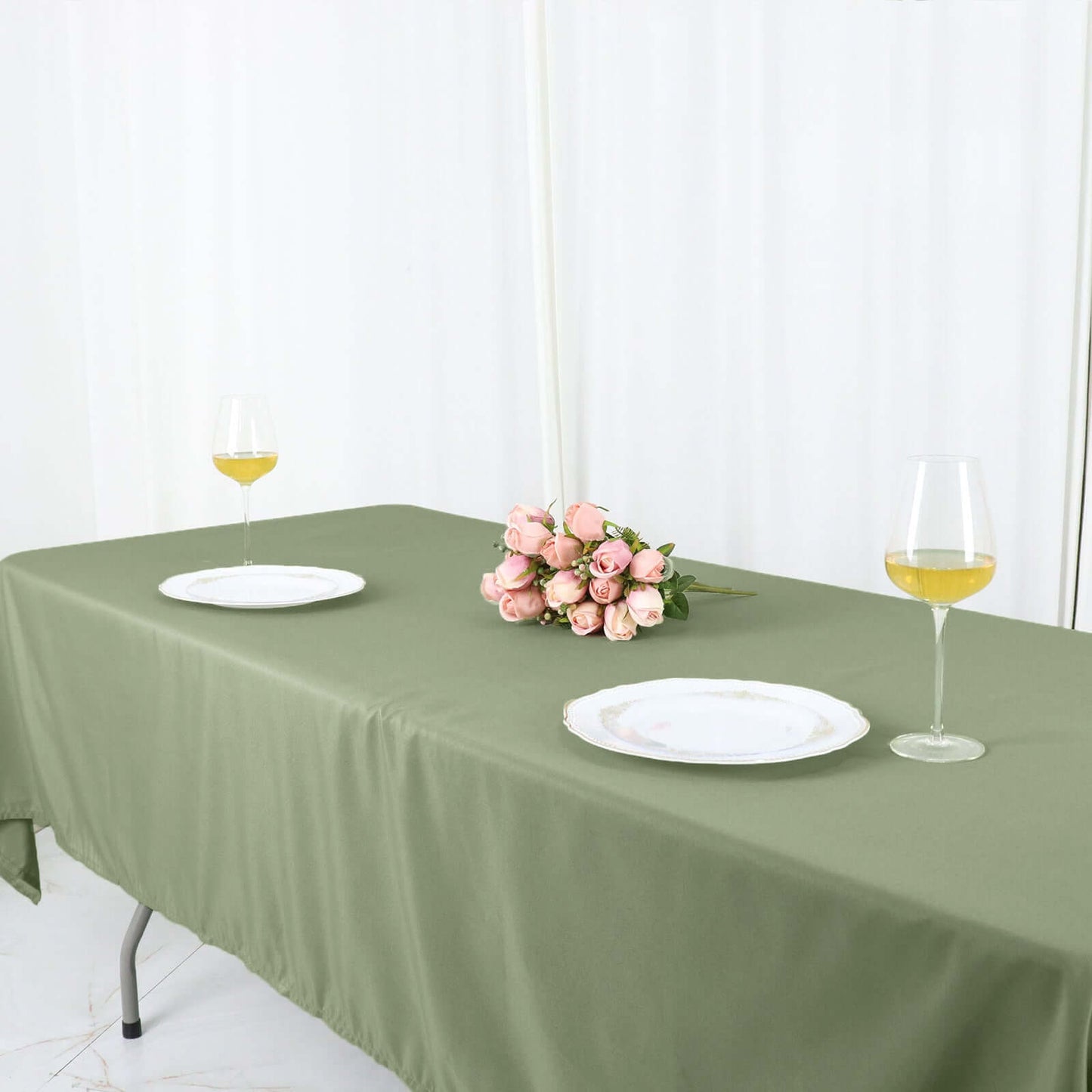 Polyester 60"x126" Rectangle Tablecloth Dusty Sage Green - Wrinkle-Resistant Table Cover