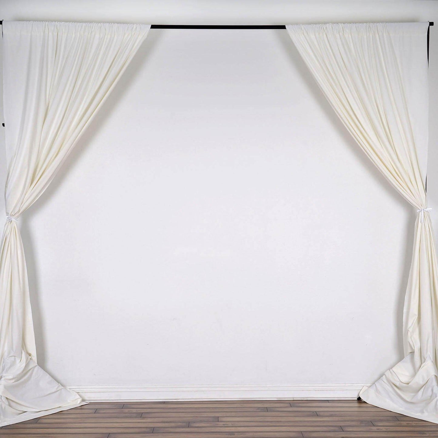 2 Pack Ivory Scuba Polyester Event Curtain Drapes, Durable Flame Resistant Backdrop Event Panels Wrinkle Free with Rod Pockets - 10ftx10ft