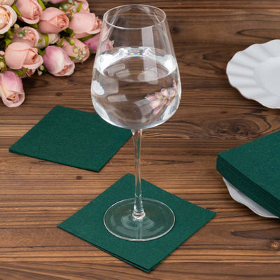 20 Pack Linen-Like Paper 5"x5" Napkins Hunter Emerald Green - Highly Absorbent Airlaid Napkins