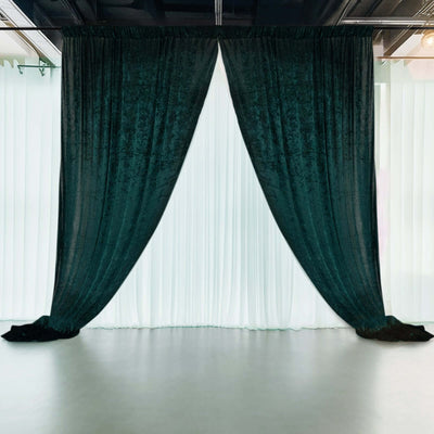 Hunter Emerald Green Crushed Velvet Backdrop Curtain – 5ft x 12ft Event Drape with Rod Pocket Privacy Panel for Photo