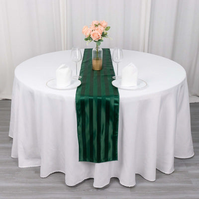 Satin 12"x108" Table Runner Hunter Emerald Green - Stripe Table Decor