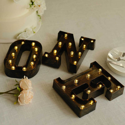 LED Marquee Letter "E" Industrial Style Antique Black - Light-Up Alphabet Sign for Weddings & Displays 9"
