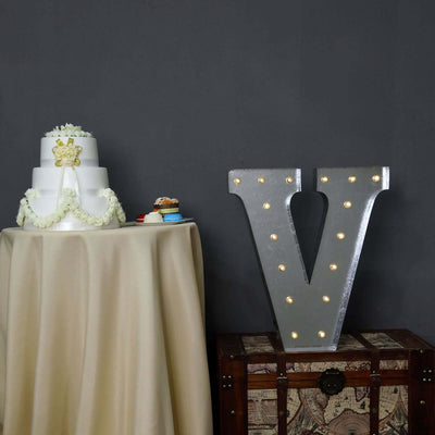 20" Vintage Galvanized Metal Marquee Letter Light Cordless With 16 Warm White LED - V