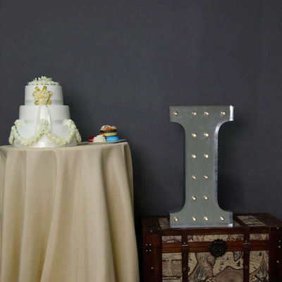 20" Vintage Galvanized Metal Marquee Letter Light Cordless With 16 Warm White LED - I