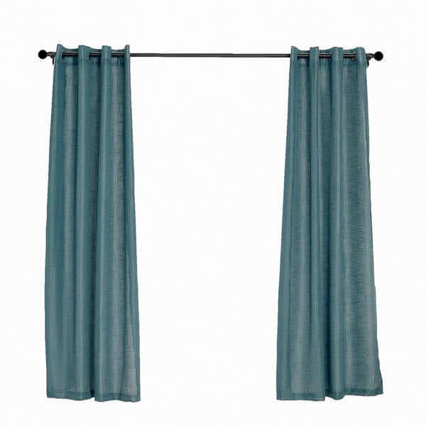 2 Pack Handmade Light Blue Faux Linen Curtains 52"x84", Curtain Panels With Chrome Grommets