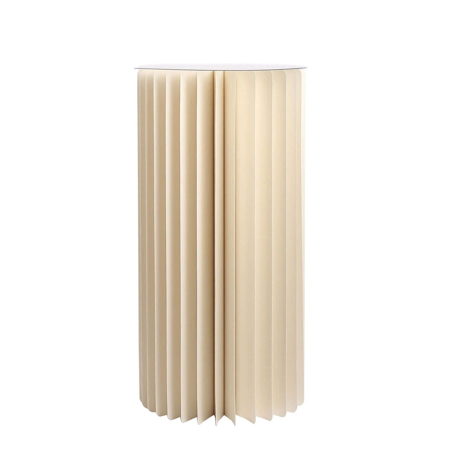 32" Ivory Cylinder Display Column Stand, Pillar Pedestal Stand With Top Plate