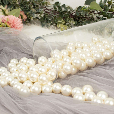 120-Pack Faux Craft Pearl Beads Ivory - Glossy Beads with Holes for Vase Filler Jewelry Making Bridal Accessories & Event Decor 20mm