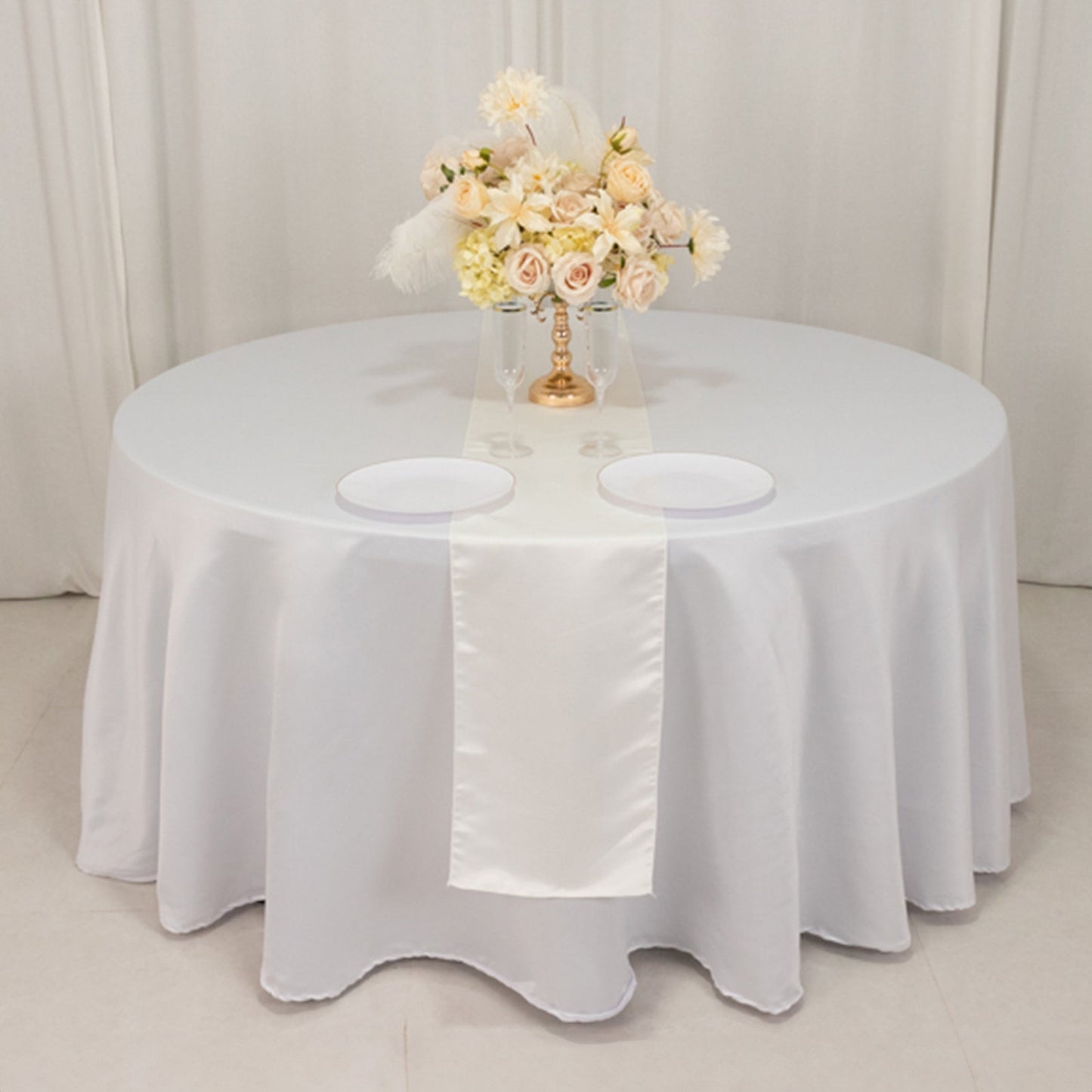 Lamour Satin 12"x108" Table Runner Ivory - Smooth & Lustrous Finish