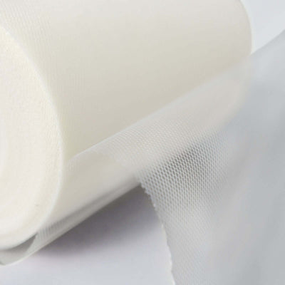 6"x100 Yards Ivory Tulle Fabric Bolt, Sheer Fabric Spool Roll For Crafts