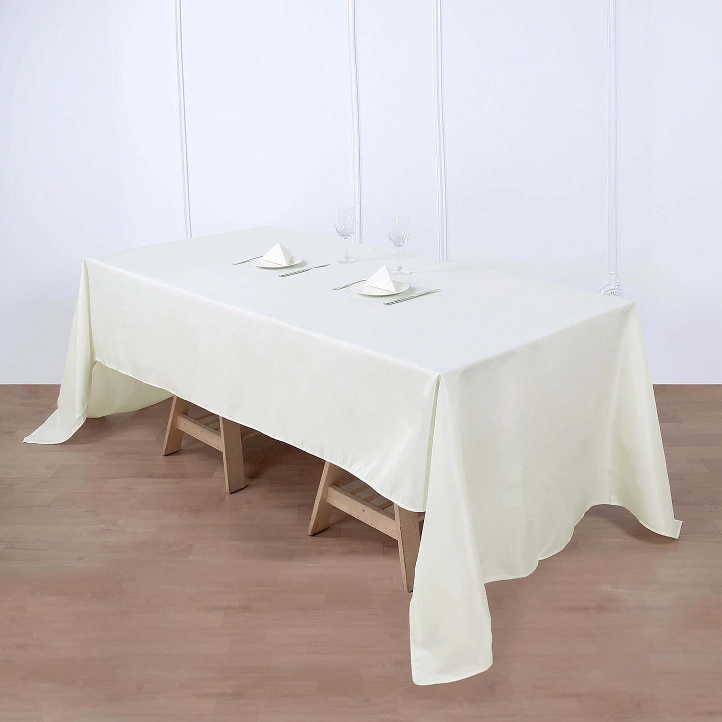 Polyester 60"x126" Rectangle Tablecloth Ivory - Wrinkle-Resistant Design Table Cover
