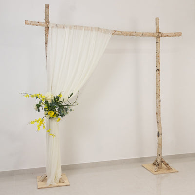 Ivory Sheer Backdrop Drape – 5ft x 14ft Wedding Arch & Ceiling Decor Panel Wrinkle Free with Soft Shimmer - Backdrops