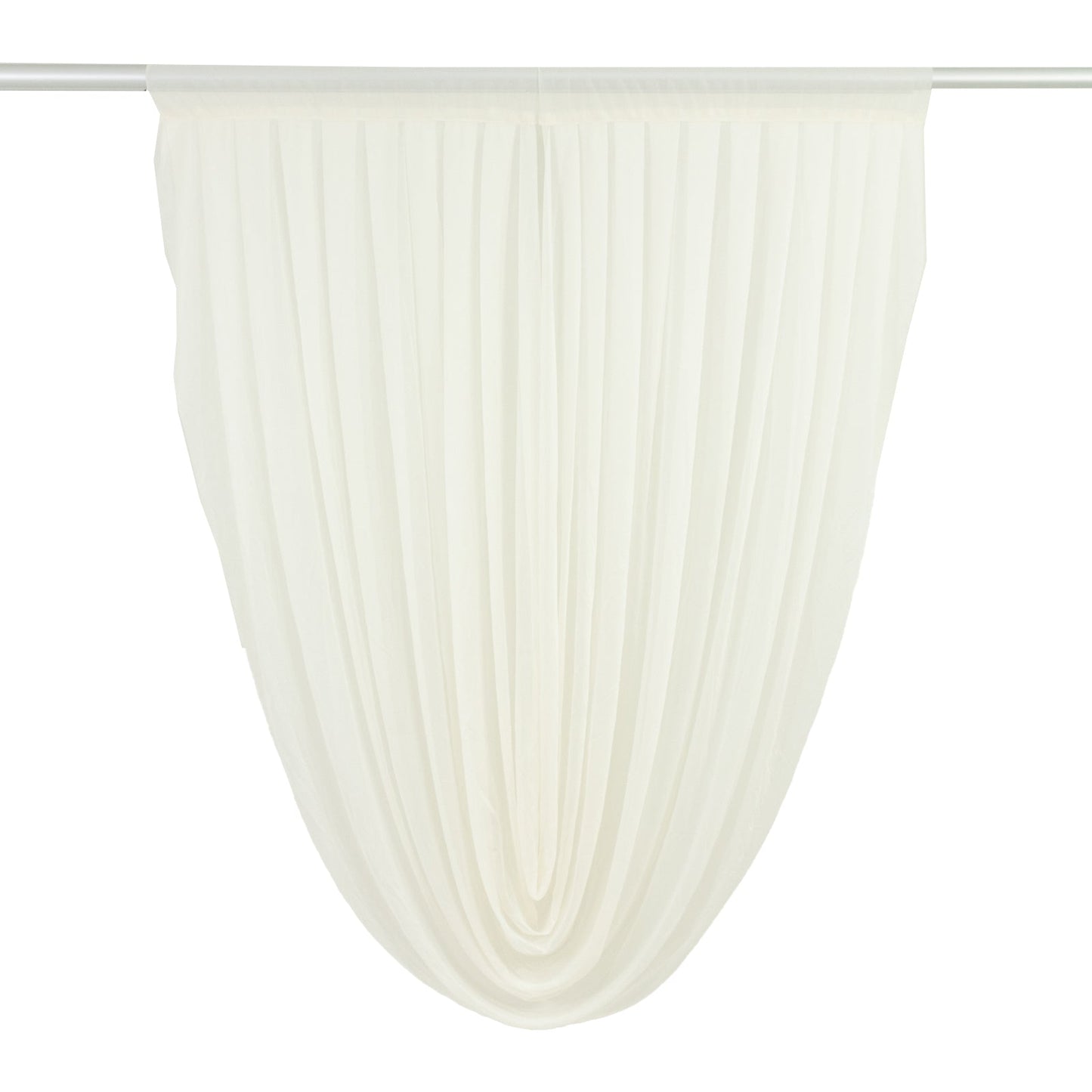 Ivory Sheer Chiffon Valance Curtain 4ft x 5ft – Wedding Arch Drape with Rod Pocket Voile Backdrop Panel - Backdrops