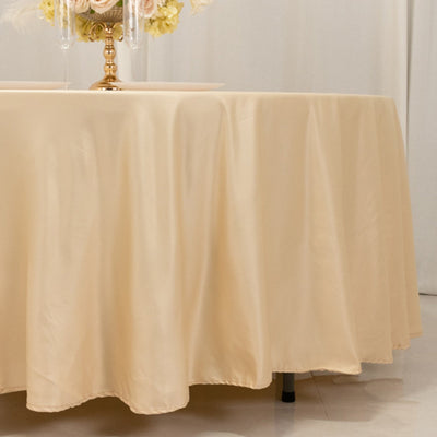 Lamour Satin 108’’ Round Tablecloth Beige - Durable & Silk-Like Table Cover - Tablecloths
