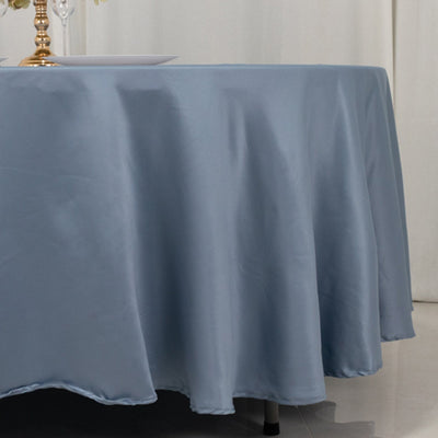 Lamour Satin 108’’ Round Tablecloth Dusty Blue - Durable & Silk-Like Table Cover - Tablecloths
