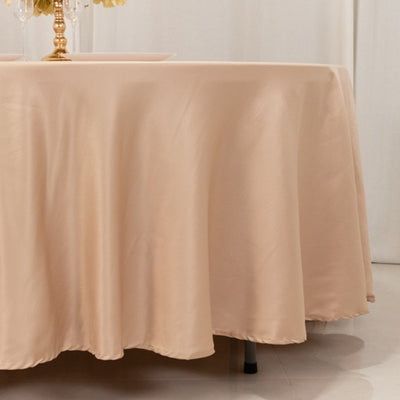 Lamour Satin 108’’ Round Tablecloth Nude - Durable & Silk-Like Table Cover - Tablecloths