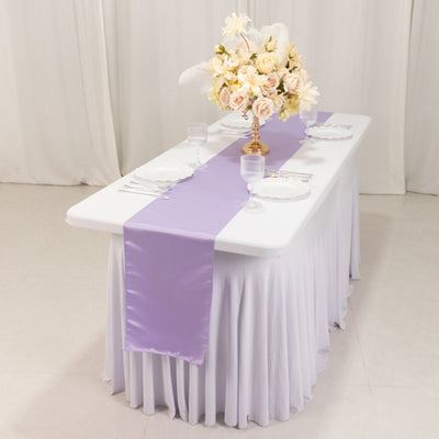 Lamour Satin 12’’x108’’ Table Runner Lavender Lilac - Smooth & Lustrous Finish - Runners