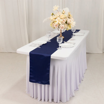Lamour Satin 12’’x108’’ Table Runner Navy Blue - Smooth & Lustrous Finish - Runners