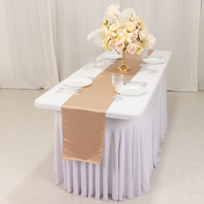 Lamour Satin 12’’x108’’ Table Runner Nude - Smooth & Lustrous Finish - Runners