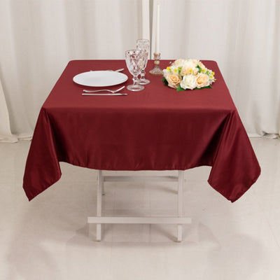 Lamour Satin 54’’x54’’ Square Tablecloth Burgundy - Durable & Silk-Like Table Cover - Tablecloths