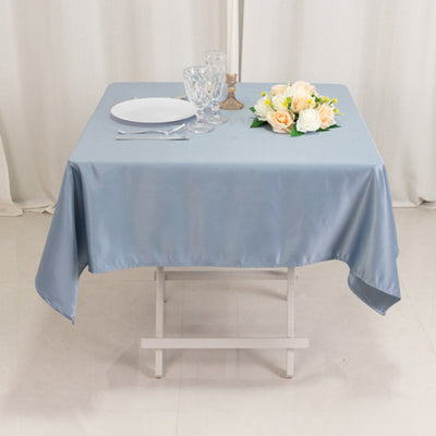 Lamour Satin 54’’x54’’ Square Tablecloth Dusty Blue - Durable & Silk-Like Table Cover - Tablecloths
