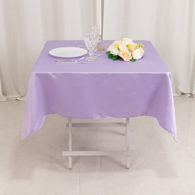 Lamour Satin 54’’x54’’ Square Tablecloth Lavender Lilac - Durable & Silk-Like Table Cover - Tablecloths
