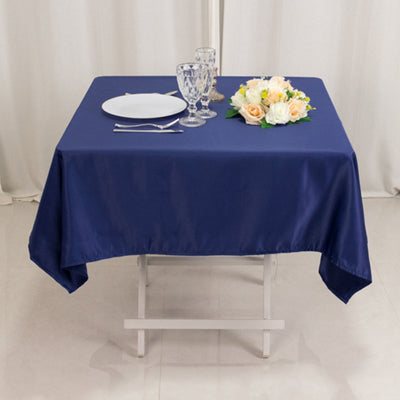 Lamour Satin 54’’x54’’ Square Tablecloth Navy Blue - Durable & Silk-Like Table Cover - Tablecloths