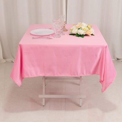 Lamour Satin 54’’x54’’ Square Tablecloth Pink - Durable & Silk-Like Table Cover - Tablecloths