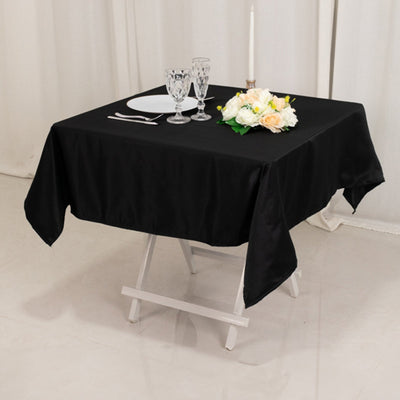 Lamour Satin 54’’x54’’ Table Overlay Square Tablecloth Black - Durable & Silk-Like Table Cover for Weddings & Parties