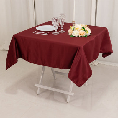 Lamour Satin 54’’x54’’ Table Overlay Square Tablecloth Burgundy - Durable & Silk-Like Table Cover - Overlays