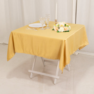 Lamour Satin 54’’x54’’ Table Overlay Square Tablecloth Champagne - Durable & Silk-Like Table Cover - Overlays