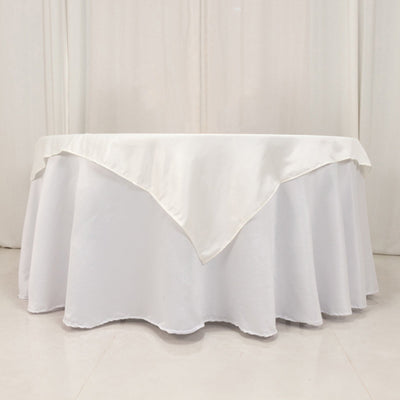 Lamour Satin 54’’x54’’ Table Overlay Square Tablecloth Ivory - Durable & Silk-Like Table Cover - Overlays