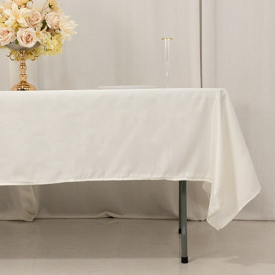 Lamour Satin 60’’x102’’ Rectangle Tablecloth Ivory - Durable & Silky Soft Feel Table Cover - Tablecloths