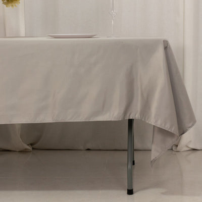 Lamour Satin 60’’x102’’ Rectangle Tablecloth Silver - Durable & Silky Soft Feel Table Cover - Tablecloths