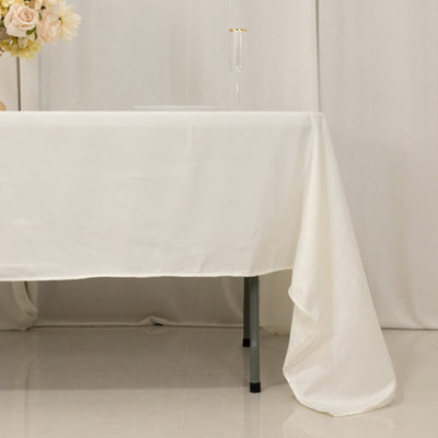 Lamour Satin 60’’x126’’ Rectangle Tablecloth Ivory - Soft & Silk-Like Table Cover - Tablecloths