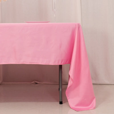 Lamour Satin 60’’x126’’ Rectangle Tablecloth Pink - Soft & Silk-Like Table Cover - Tablecloths