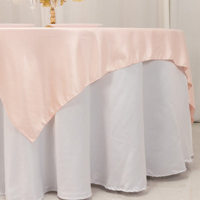 Lamour Satin 72’’x72’’ Table Overlay Square Tablecloth Blush - Smooth Finish Table Topper - Overlays