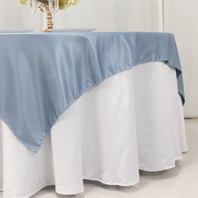 Lamour Satin 72’’x72’’ Table Overlay Square Tablecloth Dusty Blue - Smooth Finish Table Topper - Overlays