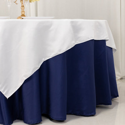 Lamour Satin 72’’x72’’ Table Overlay Square Tablecloth White - Smooth Finish for Luxurious Events - Overlays