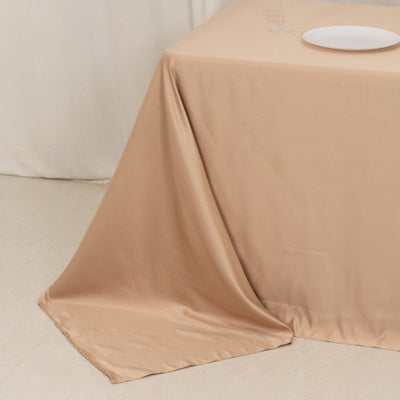 Lamour Satin 90’’x132’’ Rectangle Tablecloth Nude - Soft & Silk-Like Seamless Table Cover - Tablecloths