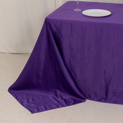 Lamour Satin 90’’x132’’ Rectangle Tablecloth Purple - Soft & Silk-Like Seamless Table Cover - Tablecloths