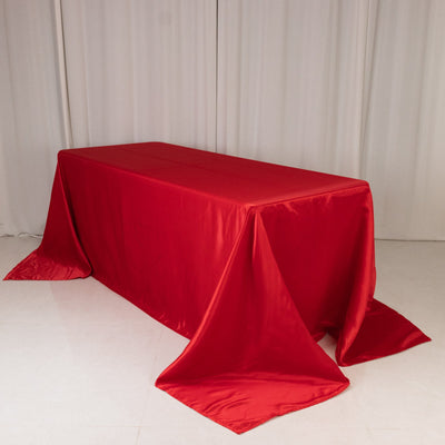 Lamour Satin 90’’x132’’ Rectangle Tablecloth Red - Soft & Silk-Like Seamless Table Cover - Tablecloths
