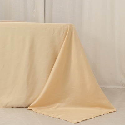 Lamour Satin 90’’x156’’ Rectangle Tablecloth Beige - Luxurious Soft Seamless Table Cover - Tablecloths