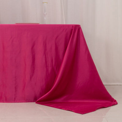 Lamour Satin 90’’x156’’ Rectangle Tablecloth Fuchsia - Luxurious Soft Seamless Table Cover - Tablecloths