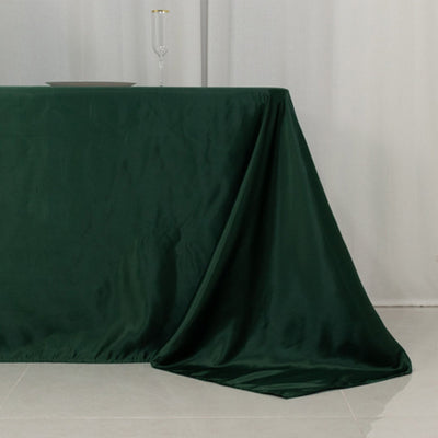 Lamour Satin 90’’x156’’ Rectangle Tablecloth Hunter Emerald Green - Luxurious Soft Seamless Table Cover - Tablecloths